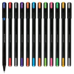 Pentonic Multicolor Gel Pen With Hard Box Case (0.6 mm 1.0 mm, 12 Pcs Set), Pack Of 1