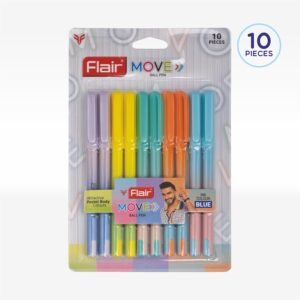 FLAIR Move Fine Tip Ball Pen I Blue , Black Ink I Pack Of 10