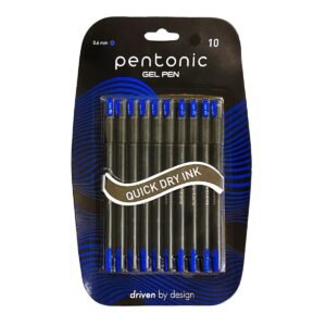 Pentonic 0.6mm Gel Pen | Black Body | Blue, Black & Red Ink | Pack of 10 Pens
