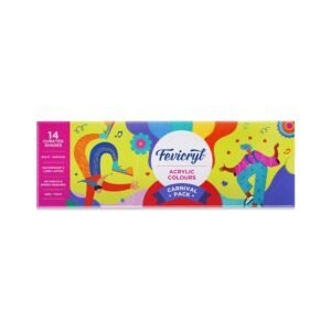 Fevicryl Carnival Kit, 10 ml x 14 Acrylic Colour in Primary, Pastel & Pearl Metallic Shades, Vibrant Paints for Canvas, Fabric, Wood, Glass, Non-Toxic, DIY Art & Craft
