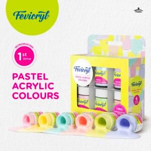Fevicryl Acrylic Colours Pastel Kit | 6-10 Colours x 15 ml | DIY Paint, Rich Pigment | Multicolour & Multi-surface | Non-Cracking Paint for Canvas, Wood, Leather, Earthenware, Metal