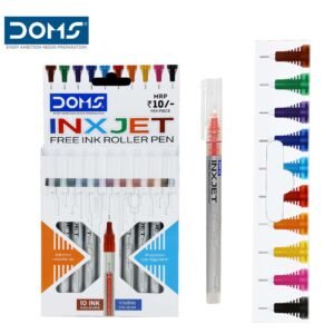 Doms Inxjet Roller Pen | Multi colour | Extra Fast and smooth Writings |  ‎Multicolor Body | Pack of 1/10 Pens
