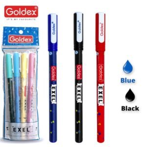 Ball Exel Pen | Blue/Black | Extra Fast and smooth Writings |  ‎Multicolor Body | Pack of 5 / 25 Pens
