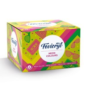 Fevicryl Neon Acrylic Colour Kit, 4 Shades, 15ml each | Vibrant And Colourful | DIY And Multi Surface Paints | Ideal For Beginners And Artists